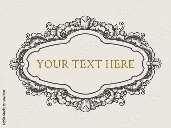 Fototapeta Elegant vintage frames with intricate floral and ornamental details, perfect for adding a classic touch to labels, invitations, and decorative borders in various design projects