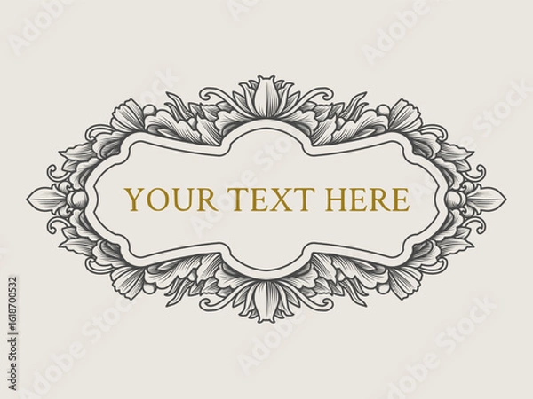 Fototapeta Elegant vintage frames with intricate floral and ornamental details, perfect for adding a classic touch to labels, invitations, and decorative borders in various design projects