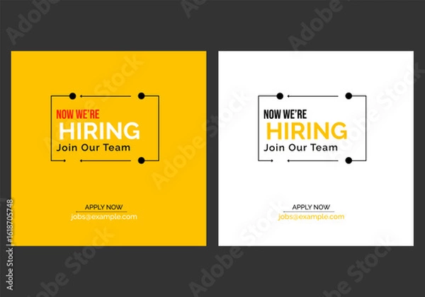 Obraz We are hiring recruitment open job vacancy design vector social media post banner template or web banner layout .