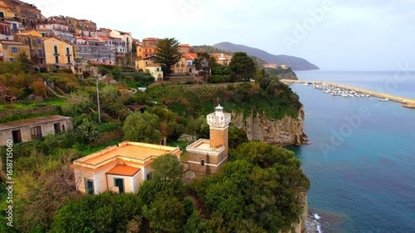 Obraz Agropoli - Italy - Aerial view of the Lighthouse Villa at La Grotta dell’Elefante