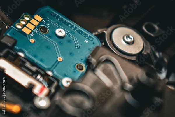 Fototapeta close up of internal technology computer components