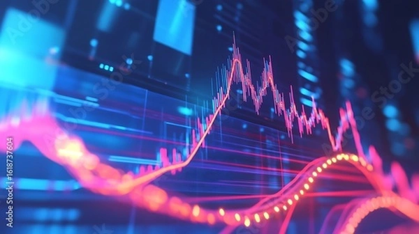 Fototapeta A conceptual image of a stock market rollercoaster representing market volatility