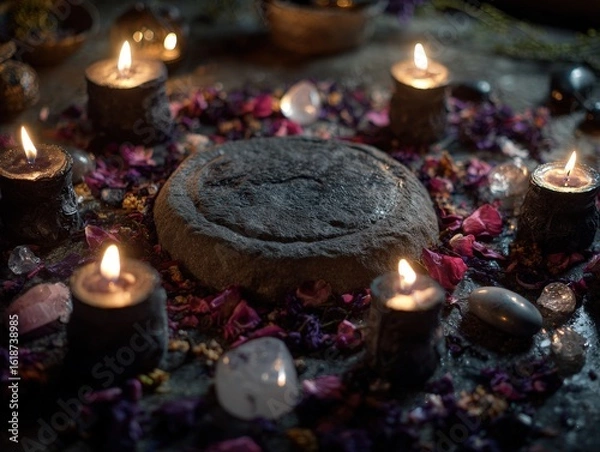 Obraz Mystical Ritual Candlescape: Dark, Moody Magic