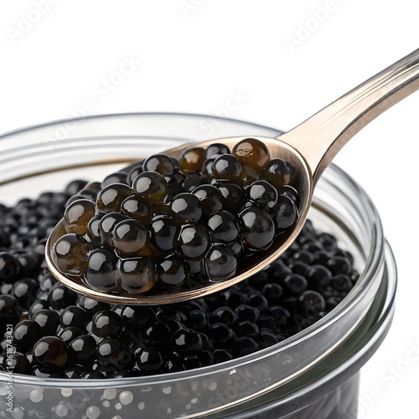 Obraz black caviar in a spoon