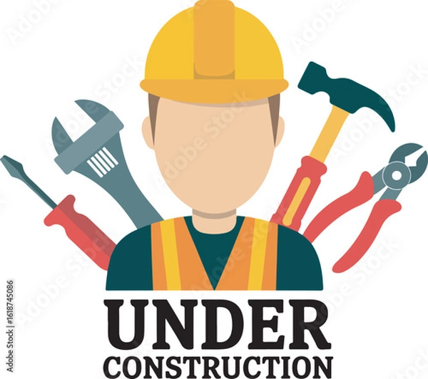 Fototapeta Under construction worker tools handyman repair building construction site