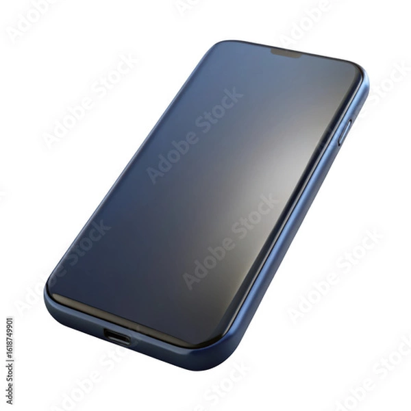 Fototapeta Modern dark blue smartphone with sleek design isolated on transparent background