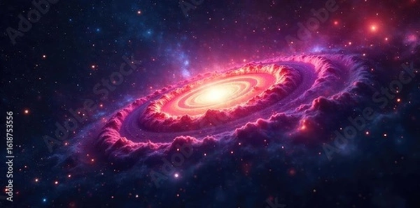 Fototapeta Intricate cosmic web of nebulae and galaxies, radiating light across the vast expanse of space, a visual representation of a universe-wide signal , enigma, discovery, energy