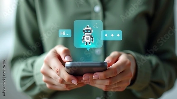 Fototapeta Man using smartphone for digital communication in a business setting