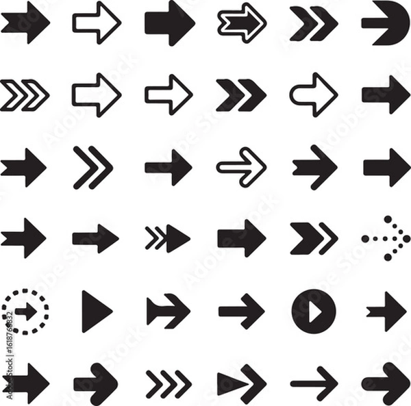 Fototapeta Black Arrow Icon Set for Directional Concept