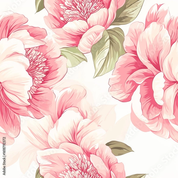 Fototapeta Seamless pattern with pink flowers