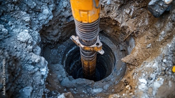 Obraz Borehole Imaging Tool Inserted into Drilled Well for Analysis