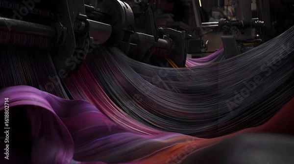 Fototapeta Abstract Colorful Fabric Manufacturing Process