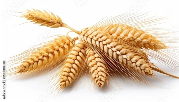 Obraz Wheat Isolated on White Background – Selective Focus
