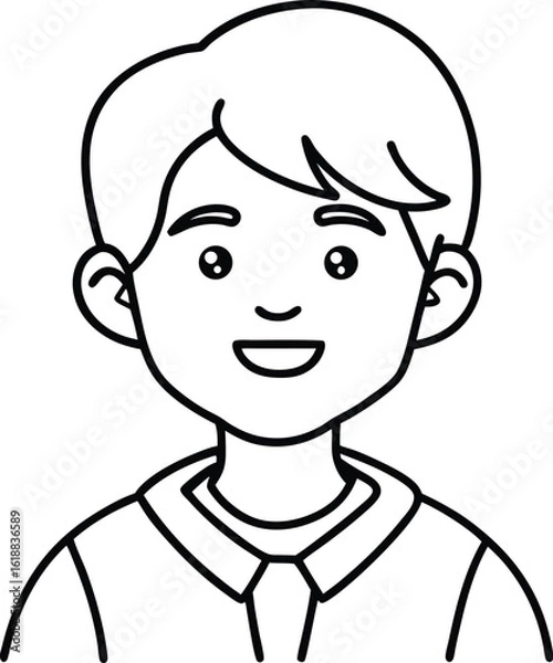 Obraz student avatar flat vector line art white background looking right