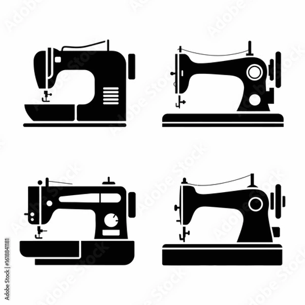 Fototapeta Sewing Machine Silhouettes Collection