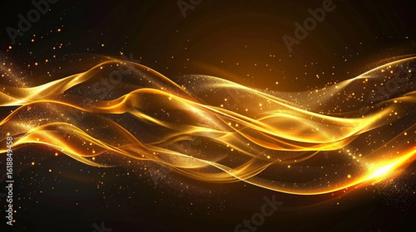 Fototapeta Abstract shiny golden wave design element