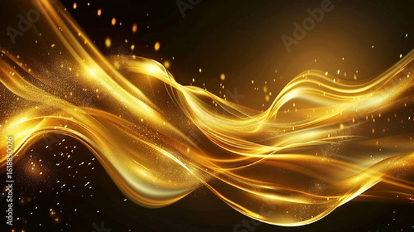 Fototapeta Abstract shiny golden wave design element