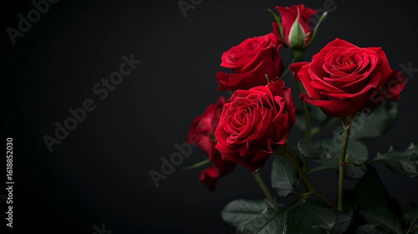 Obraz Red roses with a black background
