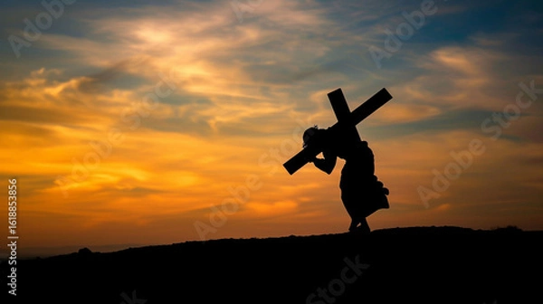 Fototapeta Good Friday religious illustration with a cross