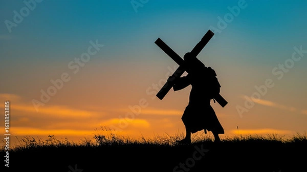 Fototapeta Good Friday religious illustration with a cross
