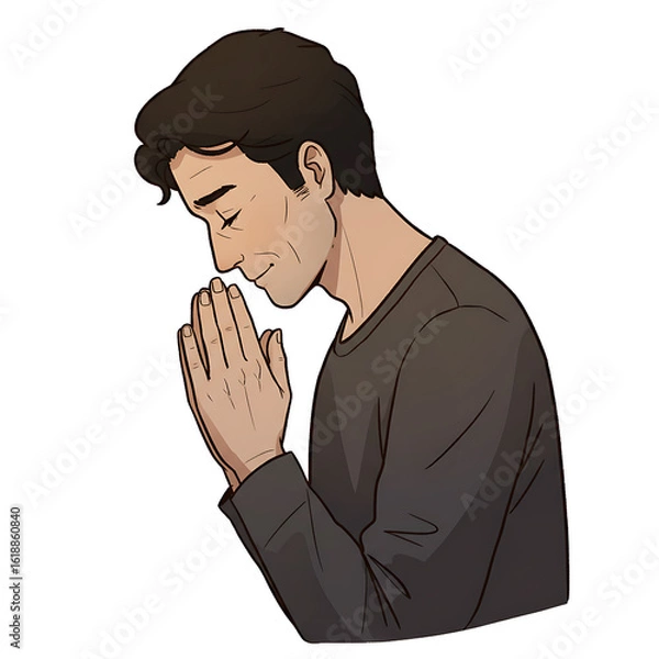 Fototapeta Illustration Man Praying With Transparent Background