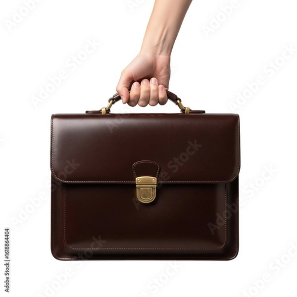 Obraz hand with briefcase on white background