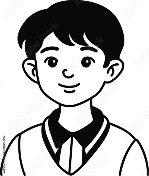 Fototapeta student avatar flat vector line art white background laughing