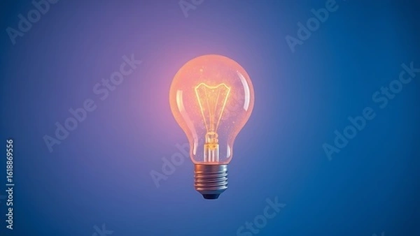 Obraz Abstract light bulb shape glowing against a blue backdrop, symbolizing creativity and bright ideas.