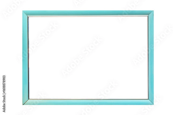 Fototapeta Blue wooden rectangular picture frame isolated on a white background