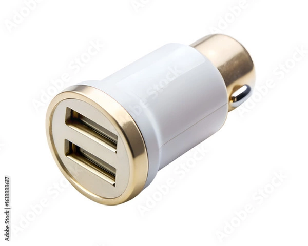 Fototapeta Dual usb car charger adapter isolated on transparent background