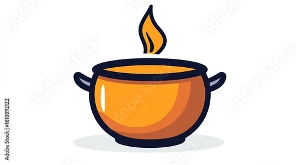 Fototapeta A single vector icon of a cauldron, bold black outline, flat colors, no gradient, simple and modern style, white background