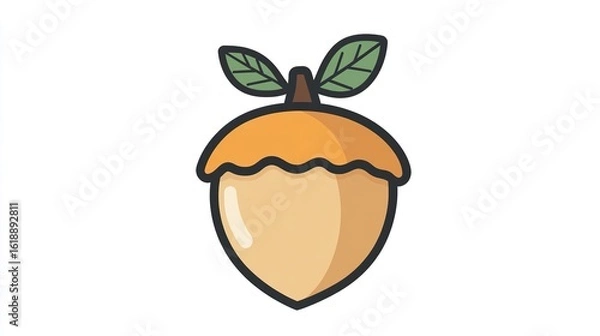 Fototapeta A single vector icon of an acorn, bold black outline, flat colors, no gradient, simple and modern style, white background
