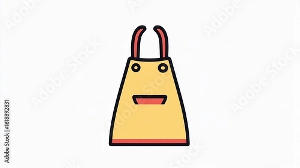 Fototapeta A single vector icon of an apron, bold black outline, flat colors, no gradient, simple and modern style, white background