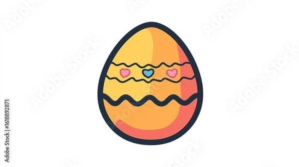Fototapeta A single vector icon of an Easter egg, bold black outline, flat colors, no gradient, simple and modern style, white background