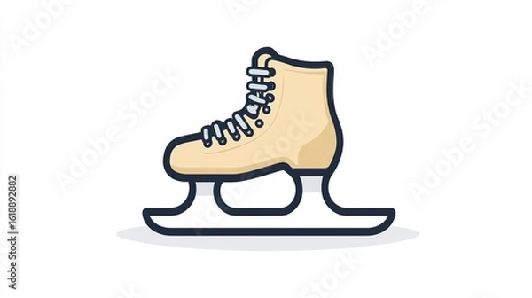 Fototapeta A single vector icon of an ice skate, bold black outline, flat colors, no gradient, simple and modern style, white background,