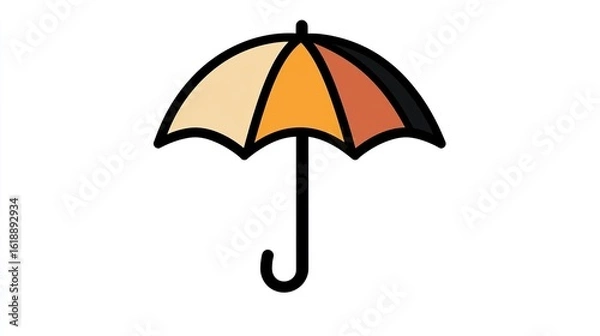 Fototapeta A single vector icon of an umbrella, bold black outline, flat colors, no gradient, simple and modern style, white background, 
