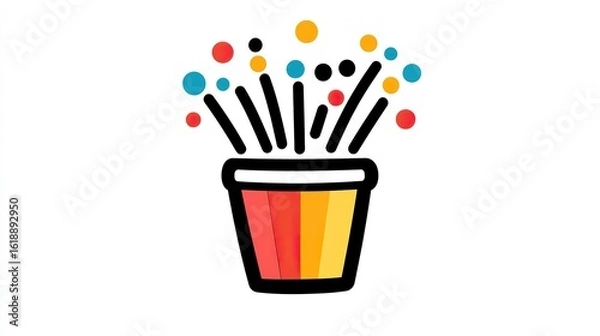 Fototapeta A single vector icon of confetti, bold black outline, flat colors, no gradient, simple and modern style, white background
