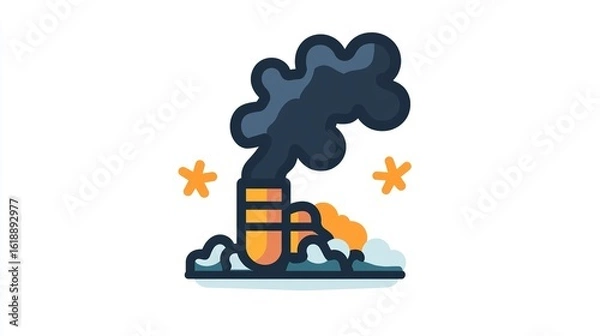 Fototapeta A single vector icon of exhaust fumes, bold black outline, flat colors, no gradient, simple and modern style, white background