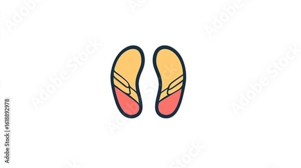 Fototapeta A single vector icon of flip-flops, bold black outline, flat colors, no gradient, simple and modern style, white background