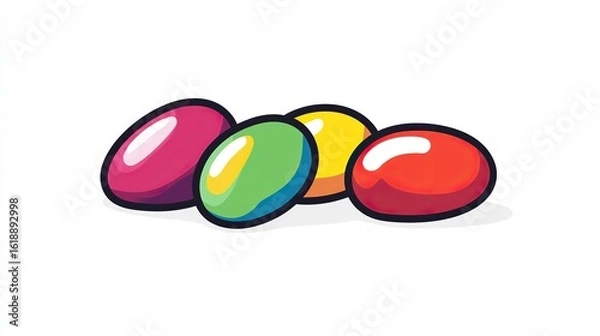 Fototapeta A single vector icon of jelly beans, bold black outline, flat colors, no gradient, simple and modern style, white background