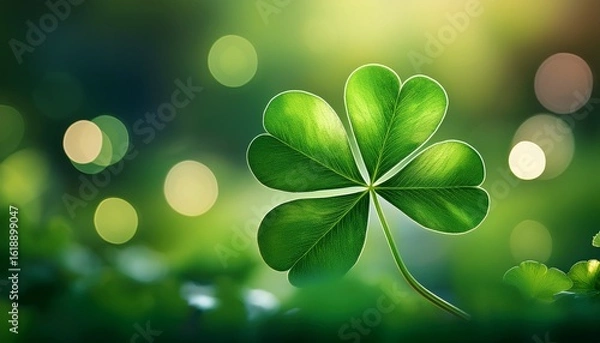 Fototapeta celebrate st patrick s day with this highly detailed macro study of a shamrock clover leaf where every vein glows against a gently blurred background