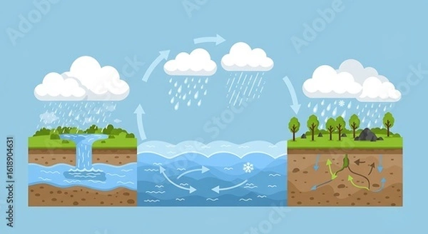 Fototapeta Visualizing the Earth's Water Cycle A Comprehensive Educational Diagram