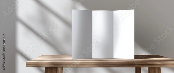 Obraz Trifold brochure mockup on white table