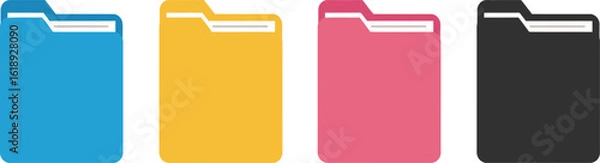 Fototapeta Colorful Folder Icons in a Row Vector Illustration on transparent background