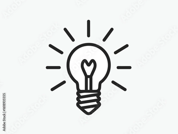 Fototapeta Vector illustration of a light bulb radiating energy, symbolizing a bright idea and innovative solution