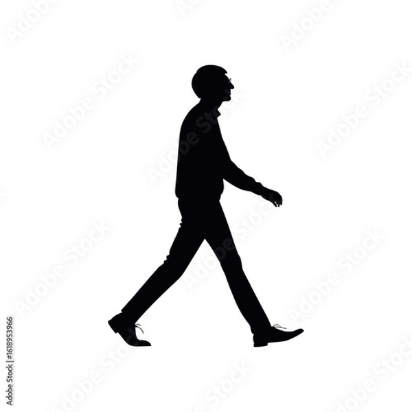 Fototapeta Silhouette of a Strolling Man: Modern Elegance in Monochrome Simplicity and Timeless Design.