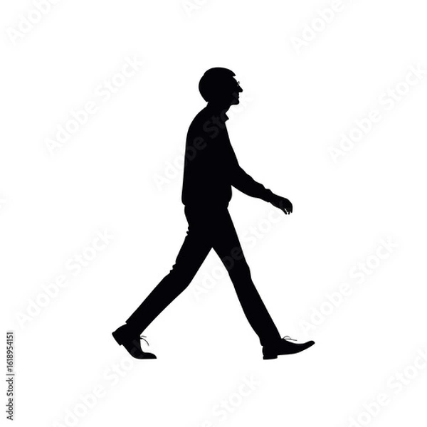 Fototapeta Silhouette of a Strolling Man: Modern Elegance in Monochrome Simplicity and Timeless Design.