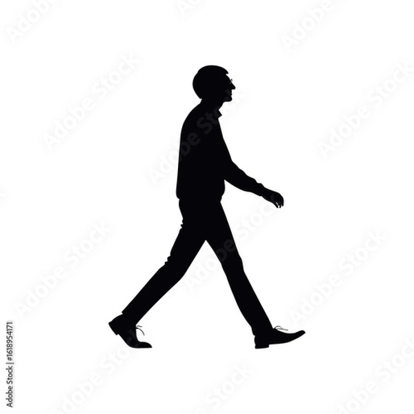 Fototapeta Silhouette of a Strolling Man: Modern Elegance in Monochrome Simplicity and Timeless Design.