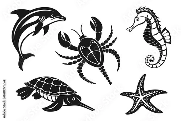 Fototapeta sea animals set