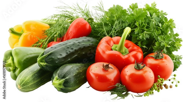 Obraz Fresh Assorted Vegetables Isolated on Transparent Background